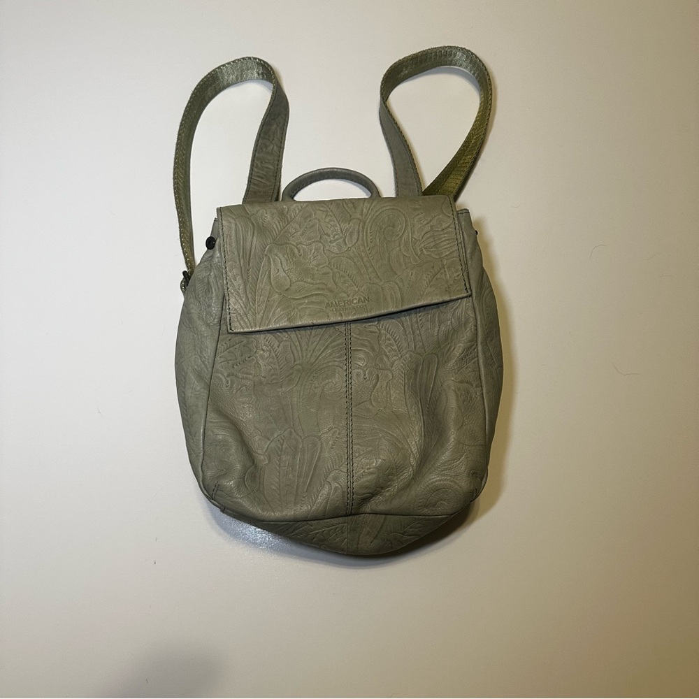 American Leather Liberty Green Embossed Backpack - Picture 1 of 7
